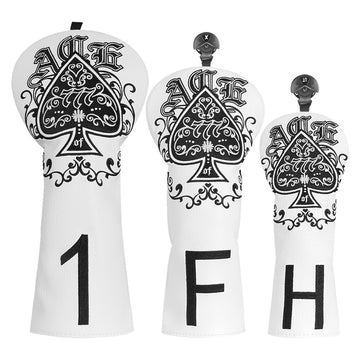 Spade Ace ♠ Golf Club Wood Headcover Set (Driver, Fairway, Utiliy/Hybrid)